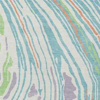 3' X 5' Linen Green And Sky Blue Abstract Washable Indoor Outdoor Area Rug