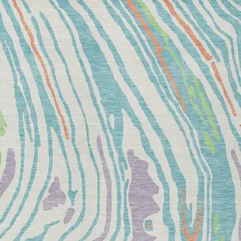 9' X 12' Linen Green And Sky Blue Abstract Washable Indoor Outdoor Area Rug