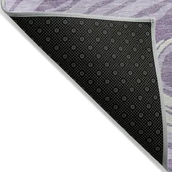 8' X 10' Lavender Sky Blue And Ivory Abstract Washable Indoor Outdoor Area Rug