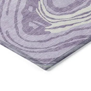 8' X 10' Lavender Sky Blue And Ivory Abstract Washable Indoor Outdoor Area Rug