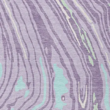 8' X 10' Lavender Sky Blue And Ivory Abstract Washable Indoor Outdoor Area Rug