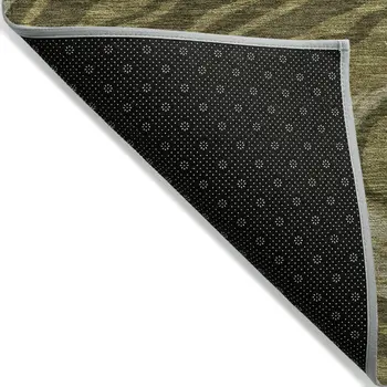 10' X 14' Olive Green And Beige Abstract Washable Indoor Outdoor Area Rug