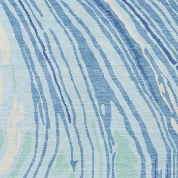 3' X 5' Sky Blue Green And Ivory Abstract Washable Indoor Outdoor Area Rug
