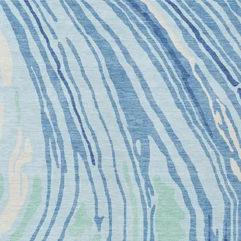8' X 10' Sky Blue Green And Ivory Abstract Washable Indoor Outdoor Area Rug
