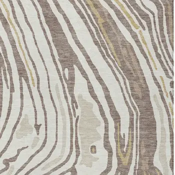 3' X 5' Taupe Brown And Beige Abstract Washable Indoor Outdoor Area Rug