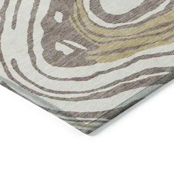 5' X 8' Taupe Brown And Beige Abstract Washable Indoor Outdoor Area Rug