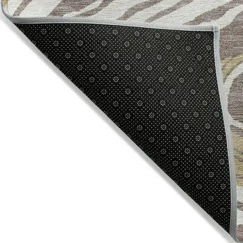 9' X 12' Taupe Brown And Beige Abstract Washable Indoor Outdoor Area Rug