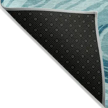 10' X 14' Turquoise Teal Blue And Gray Abstract Washable Indoor Outdoor Area Rug