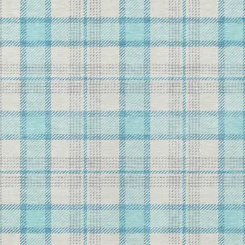 8' X 10' Aqua And Gray Plaid Washable Indoor Outdoor Area Rug