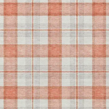 3' X 5' Coral And Beige Plaid Washable Indoor Outdoor Area Rug