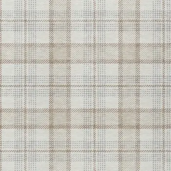 9' X 12' Linen And Brown Plaid Washable Indoor Outdoor Area Rug