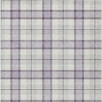 5' X 8' Lavender Purple And Gray Plaid Washable Indoor Outdoor Area Rug