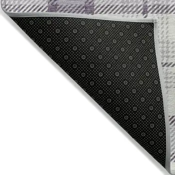 5' X 8' Lavender Purple And Gray Plaid Washable Indoor Outdoor Area Rug