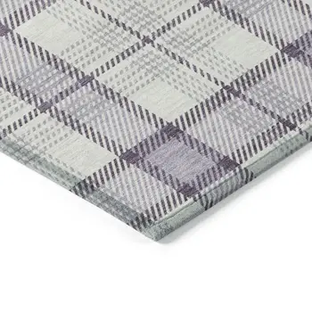 5' X 8' Lavender Purple And Gray Plaid Washable Indoor Outdoor Area Rug