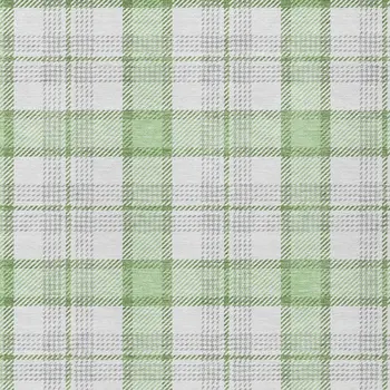 3' X 5' Mint Green And Beige Plaid Washable Indoor Outdoor Area Rug