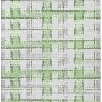 8' X 10' Mint Green And Beige Plaid Washable Indoor Outdoor Area Rug
