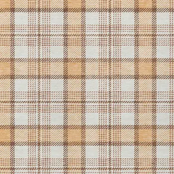 5' X 8' Peach And Beige Plaid Washable Indoor Outdoor Area Rug