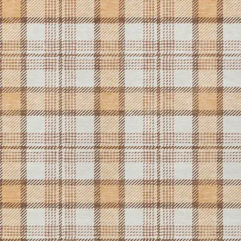 10' X 14' Peach And Beige Plaid Washable Indoor Outdoor Area Rug