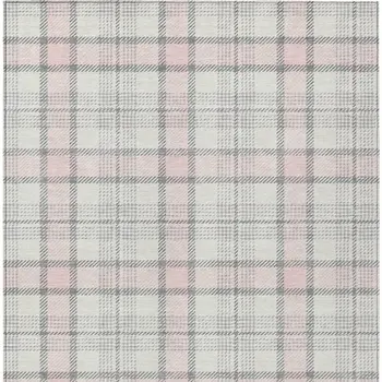 5' X 8' Pink And Gray Plaid Washable Indoor Outdoor Area Rug