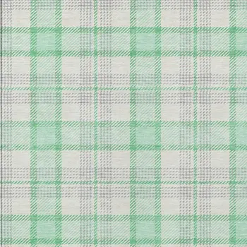 3' X 5' Green And Gray Plaid Washable Indoor Outdoor Area Rug