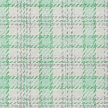 5' X 8' Green And Gray Plaid Washable Indoor Outdoor Area Rug