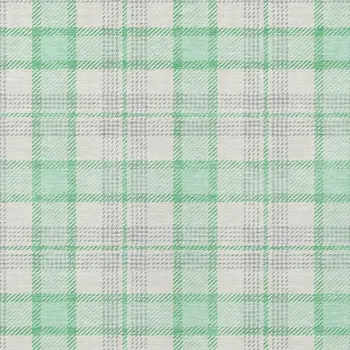 10' X 14' Green And Gray Plaid Washable Indoor Outdoor Area Rug