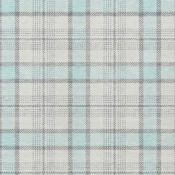 5' X 8' Sky Blue And Gray Plaid Washable Indoor Outdoor Area Rug