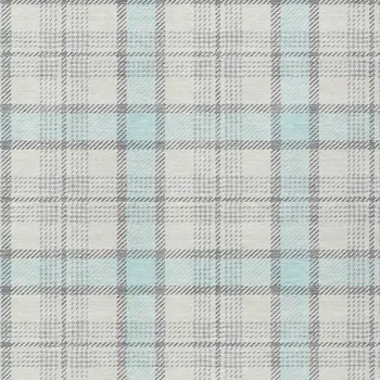 9' X 12' Sky Blue And Gray Plaid Washable Indoor Outdoor Area Rug