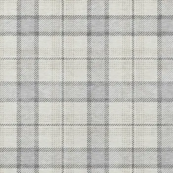 9' X 12' Silver And Gray Plaid Washable Indoor Outdoor Area Rug
