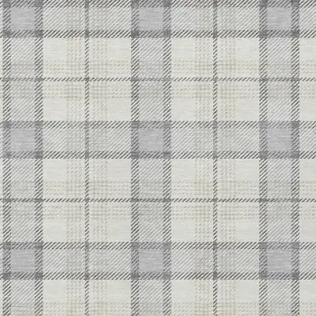 10' X 14' Silver And Gray Plaid Washable Indoor Outdoor Area Rug