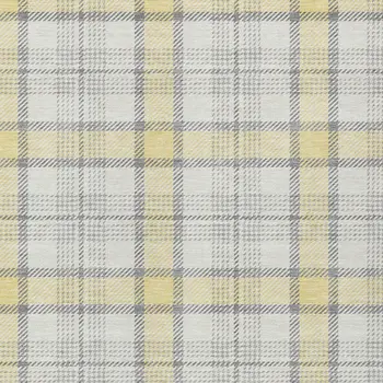 8' X 10' Yellow And Gray Plaid Washable Indoor Outdoor Area Rug