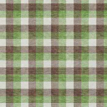 3' X 5' Brown Green And Beige Plaid Washable Indoor Outdoor Area Rug