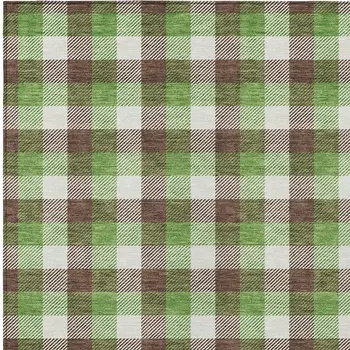 5' X 8' Brown Green And Beige Plaid Washable Indoor Outdoor Area Rug