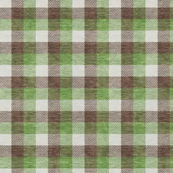 9' X 12' Brown Green And Beige Plaid Washable Indoor Outdoor Area Rug