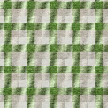 3' X 5' Emerald And Gray Plaid Washable Indoor Outdoor Area Rug