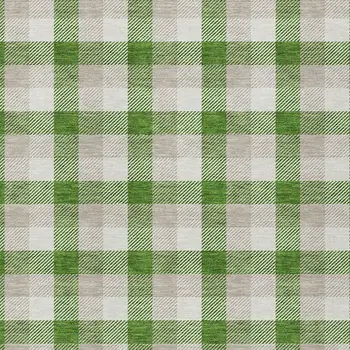 8' X 10' Emerald And Gray Plaid Washable Indoor Outdoor Area Rug