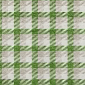 10' X 14' Emerald And Gray Plaid Washable Indoor Outdoor Area Rug