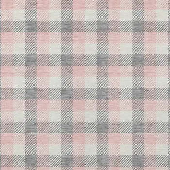 8' X 10' Granite Gray And Pink Plaid Washable Indoor Outdoor Area Rug