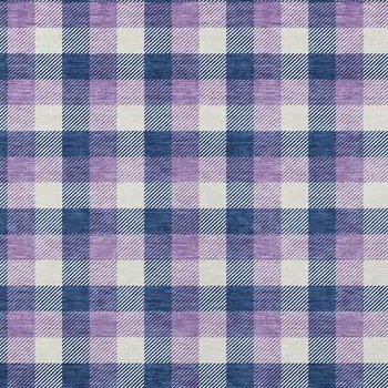 3' X 5' Navy Blue Purple And Beige Plaid Washable Indoor Outdoor Area Rug