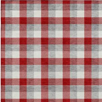 5' X 8' Red Gray And Beige Plaid Washable Indoor Outdoor Area Rug