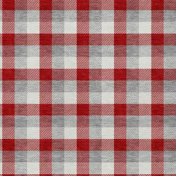8' X 10' Red Gray And Beige Plaid Washable Indoor Outdoor Area Rug