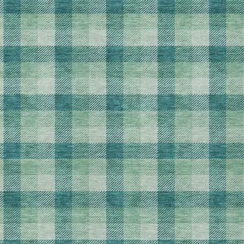 10' X 14' Blue And Green Plaid Washable Indoor Outdoor Area Rug