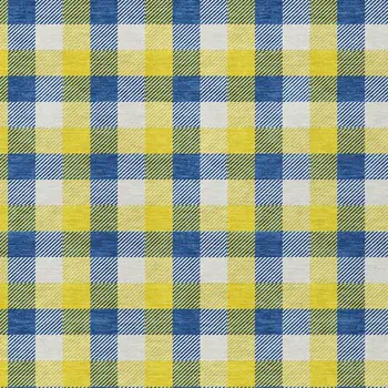 3' X 5' Yellow Blue And Beige Plaid Washable Indoor Outdoor Area Rug