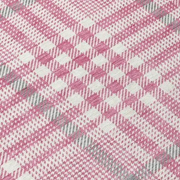 5' X 8' Blush Gray And Ivory Plaid Washable Indoor Outdoor Area Rug