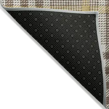 8' X 10' Brown And Beige Plaid Washable Indoor Outdoor Area Rug