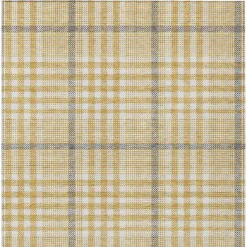3' X 5' Gold Gray And Beige Plaid Washable Indoor Outdoor Area Rug