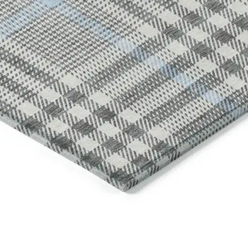 3' X 5' Gray Blue And Beige Plaid Washable Indoor Outdoor Area Rug
