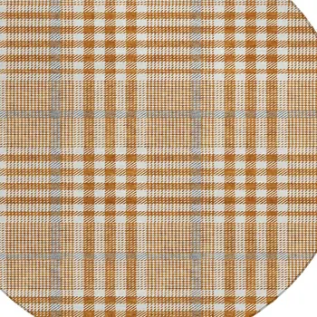 8' Brown Beige And Beige Round Plaid Washable Indoor Outdoor Area Rug