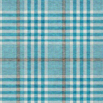 9' X 12' Teal Blue Ivory And Brown Plaid Washable Indoor Outdoor Area Rug