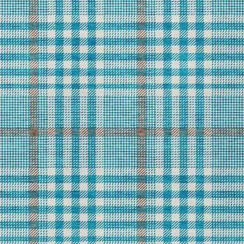 10' X 14' Teal Blue Ivory And Brown Plaid Washable Indoor Outdoor Area Rug
